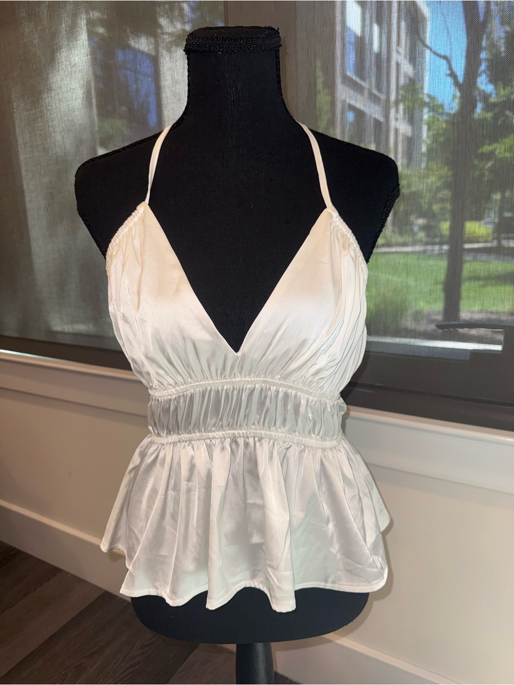 Fashion Nova Ivory Halter Peplum Cami